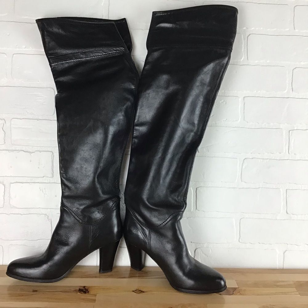 EUROSUOLE Italia Genuine leather Italian over the knee High-boots black 6 - Picture 3 of 15